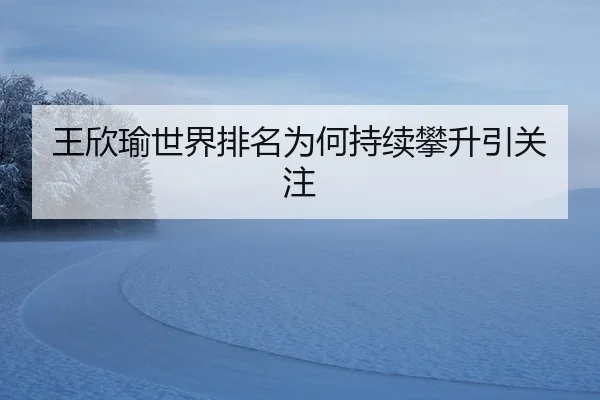 王欣瑜世界排名为何持续攀升引关注（leyu）